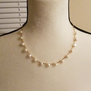 Gold plated pearl necklace